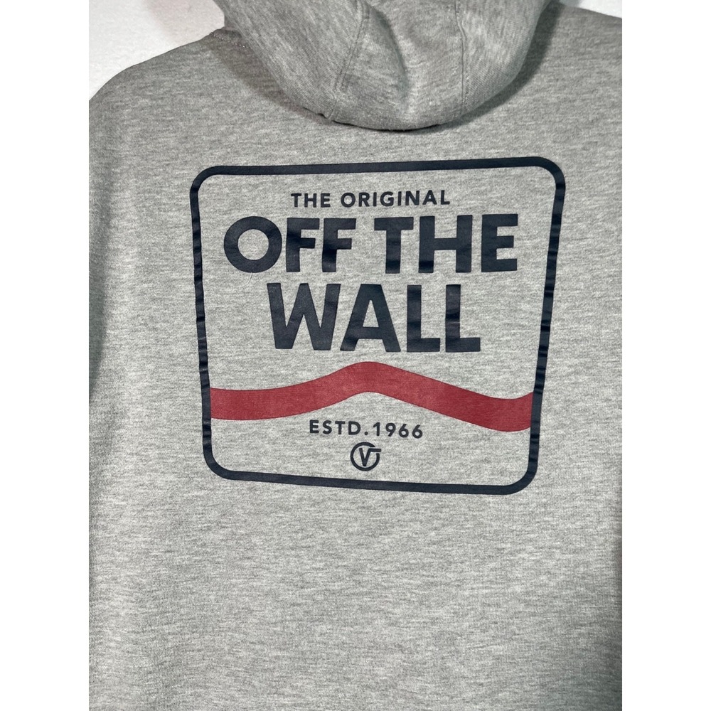 Vans Off The Wall Gray Hoodie Youth Size LARGE Pullover Logo Pocket Unisex Cozy